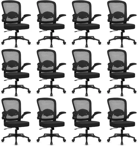 Miniatura 20 de KLASIKA Sillas de escritorio de oficina con ruedas, silla ergonómica de malla con soporte lumbar de altura ajustable, silla giratoria