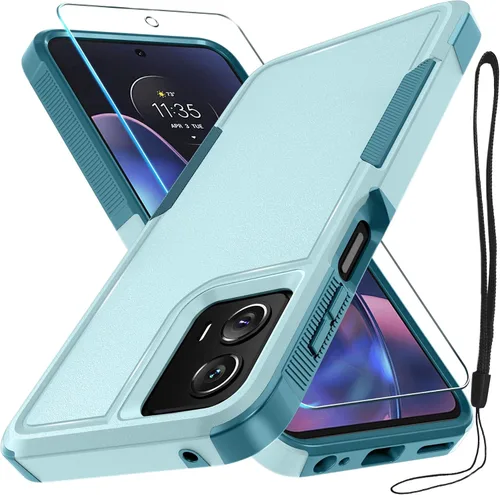 Miniatura 11 de Funda compatible con Moto G 5G 2024, cuerpo completo, resistente, resistente, a prueba de golpes, con correa de cordón, protector de pantalla