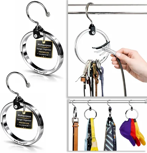 Miniatura 23 de ROLLY HANGER Perchas multiusos para armario, colgador de corbata y cinturón para armario, gran organizador de cinturón que ahorra espacio