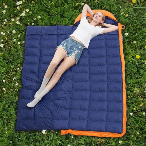 Miniatura 5 de 0 20 Degrees F Down Sleeping Bag for Adults,4 Season Rectangle Down Sleeping Bag for Camping Hiking Naranja/Cremallera Derecha