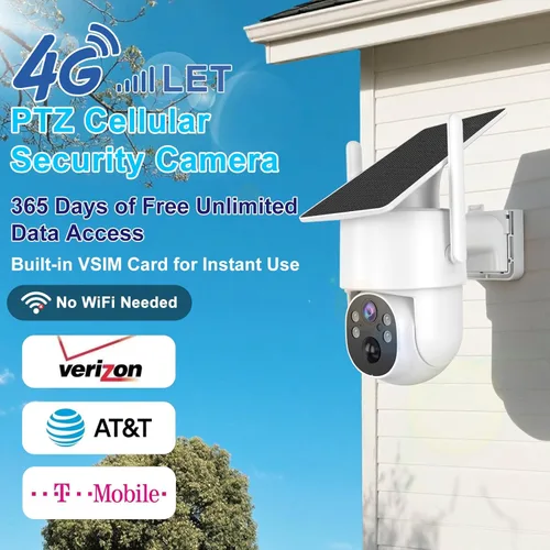 Miniatura 2 de Cámara de seguridad celular 4G LTE para exteriores, cámara de seguridad inalámbrica sin WiFi, datos ilimitados gratuitos de 365 días, vista en vivo