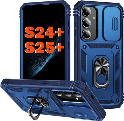 Miniatura 90 de PASNEW Funda para Samsung Galaxy S22 Ultra 5G, cubierta de cámara deslizante y soporte de dedo de metal giratorio de 360°, militar, resistente, a