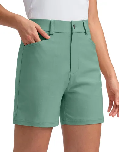 Miniatura 15 de G Gradual Pantalones cortos de golf de 5 pulgadas para mujer, elásticos, ligeros, para senderismo, con bolsillos, pantalones cortos casuales