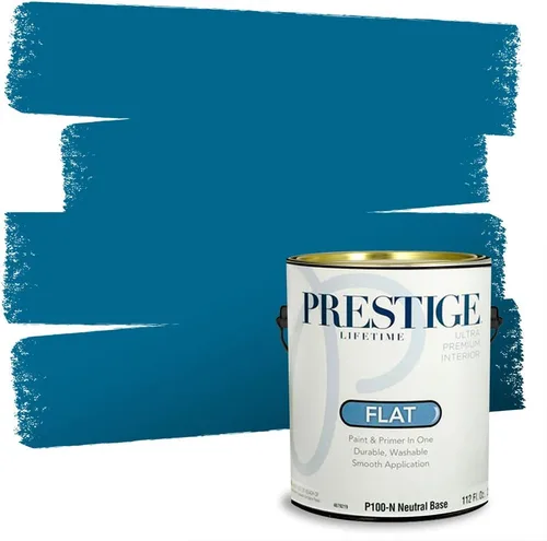 Miniatura 75 de Prestige Paints. - Base y pintura para exteriores en un solo galón, 1 galón. plano, comparable con Sherwin Williams Topsail. SW159-azul hechizante.