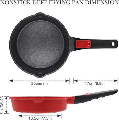 Miniatura 2 de Sartén de 20 cm antiadherente, sartén para tortilla, sartén de chef saludable y no tóxica, sartén para huevos con mango desmontable para todas