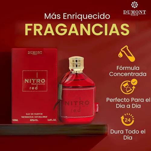 Miniatura 2 de Dumont NITRO RED - 3.4 oz - Eau De Parfum - Perfume de lujo para hombres - Fragancia frutal, amaderada, floral y masculina - Bruma de colonia