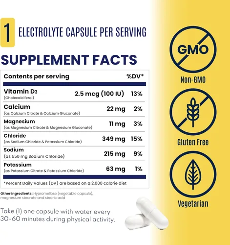 Miniatura 5 de SaltStick Cápsulas de electrolitos con vitamina D Pastillas de sal con electrolitos para correr, nutrición deportiva de resistencia, suplementos