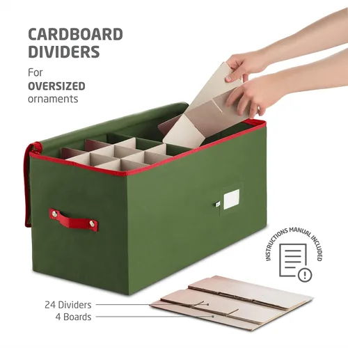 Miniatura 3 de ZOBER - Caja grande para guardar adornos navideños, con capacidad para 54 adornos y separadores, recipientes de tela no tejida y duraderos