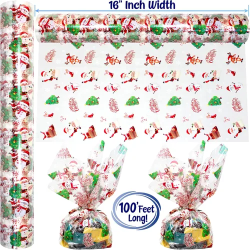 Miniatura 3 de Rollo de envoltura de celofán navideño AnapoliZ 100' pies de largo X 16" pulgadas de ancho 2.3 milímetros de celofán transparente muy claro