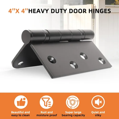 Miniatura 5 de Paquete de 3 bisagras cuadradas de acero inoxidable extraíbles de 4 x 4 pulgadas con esquinas de radio de 5/8 pulgadas, herrajes de puerta