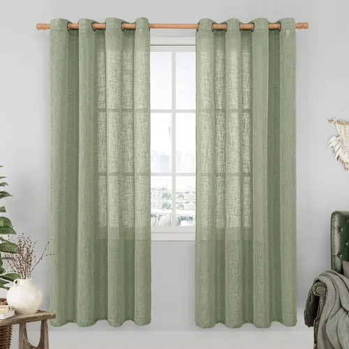 Miniatura 15 de LAMIT Cortinas de lino sintético para dormitorio, paneles filtrantes de luz, cortinas de lino con protección de privacidad con ojales para ventanas