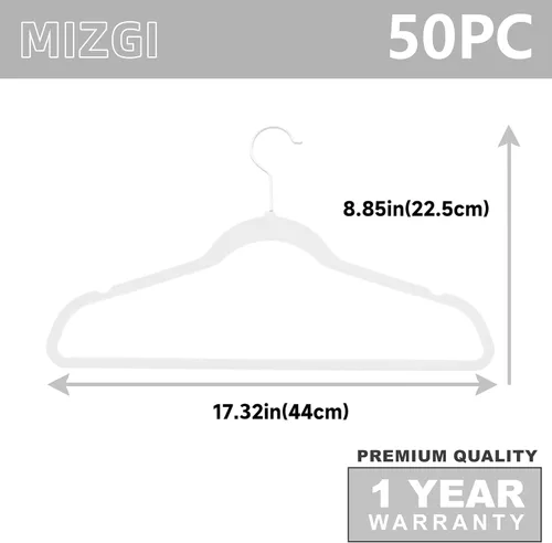 Miniatura 6 de MIZGI - Ganchos de terciopelo, paquete de 50 unidades, ganchos de fieltro antideslizantes de alta resistencia para trajes, color blanco, ganchos