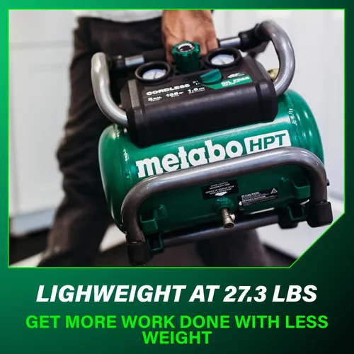 Miniatura 9 de Metabo HPT EC36DAQ4 - Compresor de aire inalámbrico de 2 galones, 36V MultiVolt, portátil y versátil, ideal para clavadoras de acabado neumáticas