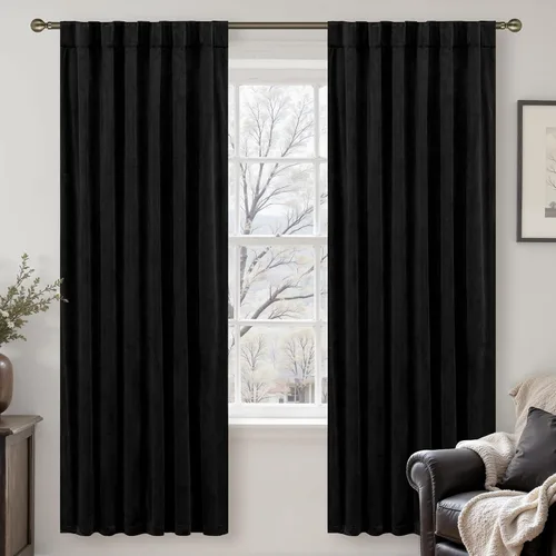 Miniatura 17 de LAMIT - Paneles de terciopelo beige para sala de estar de 72 pulgadas de largo, elegantes cortinas aisladas térmicamente e insonorizadas