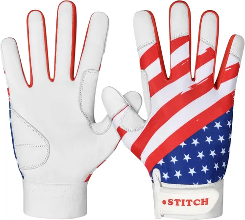 Miniatura 4 de Guantes de bateo Dot Stitch con bandera de EE. UU. para béisbol y sóftbol, guantes de bateo con bandera americana, guantes de béisbol para niños