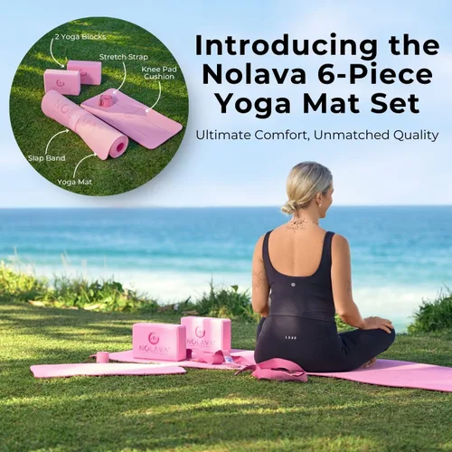 Miniatura 4 de NOLAVA Alfombrillas de Yoga y Juegos Completos – TPE, Antideslizante – Incluye Alfombrilla, Bloques, Correa y Más (Juegos de 6 o 7 Piezas) – Para