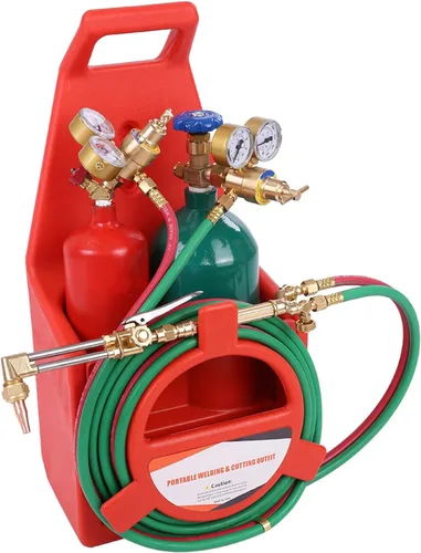 Miniatura 5 de Kit de antorcha de oxiacetileno, kit de soplete de corte de soldadura portátil con calibre, boquilla de latón de tubo largo, kit de soplete