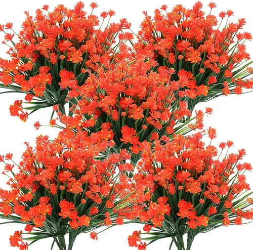 Miniatura 13 de Flores artificiales, 8 paquetes de plantas artificiales para exteriores, resistentes a los rayos UV, plantas artificiales, arbustos para interiores