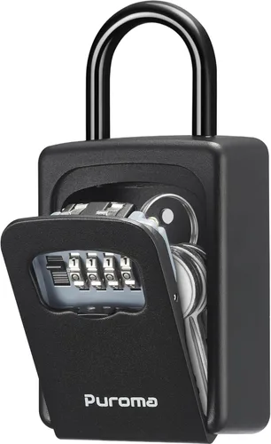 Miniatura 16 de Puroma Caja de Seguridad, Caja de Seguridad Grande con Llave, Código de Combinación Reiniciable, Caja de Seguridad Portátil para Montaje en Pared