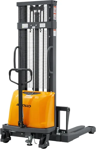 APOLLO Apilador de paletas semi eléctrico Economy Hand Pallet Lift Stacker Carretilla elevadora con patas de horquilla 3300lbs Capactiy 98" Altura