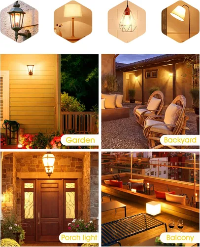 Miniatura 3 de Bombillas LED amarillas para insectos en el exterior, bombilla LED amarilla A19 para exteriores, equivalente a 60 W, luces amarillas ámbar de 9 W