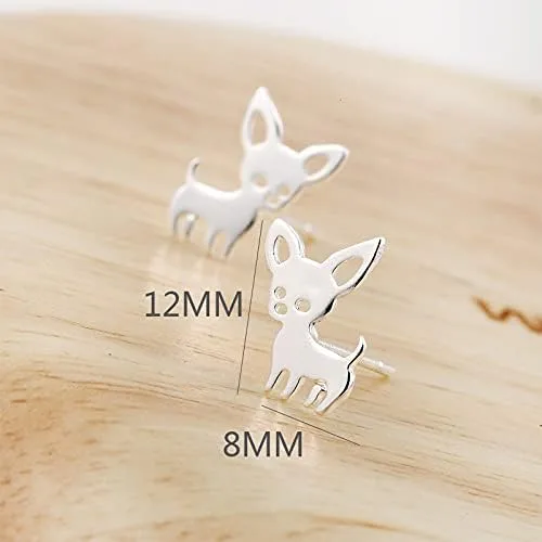 Miniatura 3 de QIAN0813 Aretes pequeños de Chihuahua para mascotas para mujeres, lindos aretes de perrito y cachorro, joyería de animales Love My Pet, aleación
