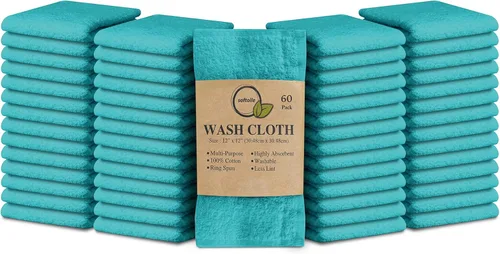 Miniatura 26 de Paquete de 24 paños 100 % algodón (12 x 12 pulgadas), suaves, altamente absorbentes, toallas para la cara, paños de lavado para la cara, hilado