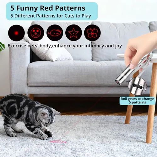 Miniatura 4 de Waputne Juguete para gatos de interior, juguetes recargables por USB con 7 patrones ajustables, juguetes interactivos de persecución para gatos