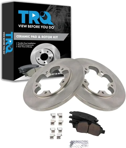 Miniatura 155 de TRQ Kit de rotor de freno trasero y pastillas de cerámica Posi premium compatible con camioneta Chevy GMC