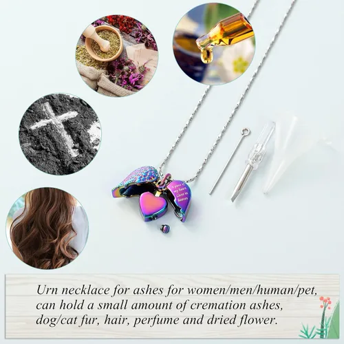Miniatura 18 de Imrsanl Collar con dije de urna de cremación en forma de corazón para cenizas humanas – Un pedazo de mi corazón vive en el cielo