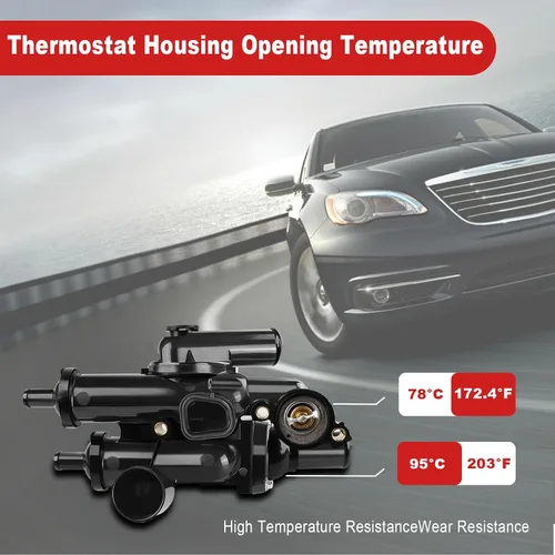 Miniatura 5 de WMPHE Kit de carcasa para termostato de refrigerante del motor compatible con Dodge Avenger 2008-2014, Dodge Caliber 2008-2012, Chrysler Sebring