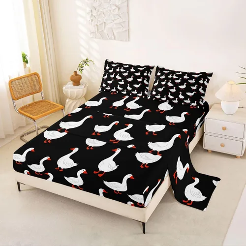 Miniatura 28 de Erosebridal Juego de sábanas para niños y niñas, diseño de pato amarillo, diseño de patos de dibujos animados, juego de ropa de cama de granja