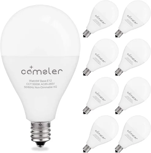 comzler Bombillas LED para ventilador de techo, bombilla LED A15, equivalente a 60 W, bombillas de base de candelabro E12, luz diurna 5000 K, 600