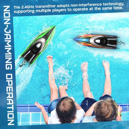 Miniatura 7 de ALPHAREV Barco RC - R308 32+ KPH - Barco de control remoto rápido para piscina y lago con maleta portátil, barcos RC de carreras de 2.4 GHz