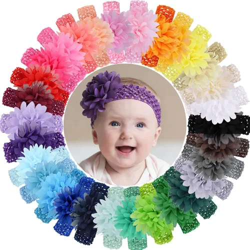 30 diademas de gasa para niñas pequeñas, suaves y elásticas, accesorios para el cabello para bebés, niñas, recién nacidos, bebés y niños pequeños