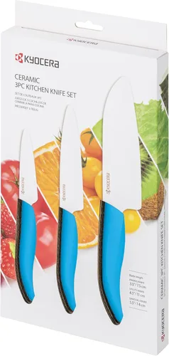 Miniatura 3 de Kyocera 610445-FK-3PC-WHBU - Juego de cuchillos de cerámica avanzada serie Revolution de 3 piezas, tamaños de hoja: 5.5", 4.5", 3", azul KYOCERA
