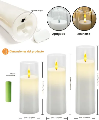 Miniatura 4 de kakoya Velas Parpadeantes sin Llama que Funcionan con Baterías con Control Remoto y Temporizador de 2/4/6/8 H Velas LED de Pilar Acrílicas Paquete