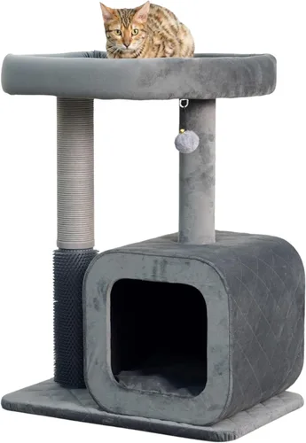 Miniatura 11 de Catry Bradbury - Árbol para gatos moderno de 7 niveles y 62.5 pulgadas con postes rascadores reemplazables, condominio grande, dos camas lavables