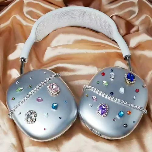 Miniatura 41 de MORWLAT Funda para AirPods Max con Diamantes de Imitación Brillantes Estrellas, Fundas Suaves Bonitas Transparentes y Brillantes para Mujeres
