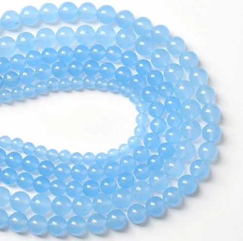 Miniatura 3 de 4MM 86 piezas cuentas sueltas de calcedonia azul aguamarina para hacer joyas, pulseras, collares Aguamarina azul