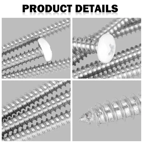 Miniatura 3 de White Head - 25 tornillos de madera Phillips de acero inoxidable #10 x 4, tornillos recubiertos blancos, tornillos de madera, tornillos de acero