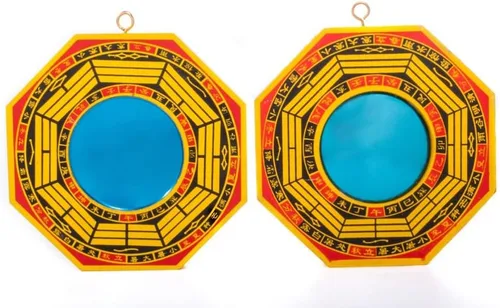 DMtse Juego de 2 espejos Bagua de 4 pulgadas para protección; un espejo cóncavo para protección contra la energía negativa pasiva y un espejo