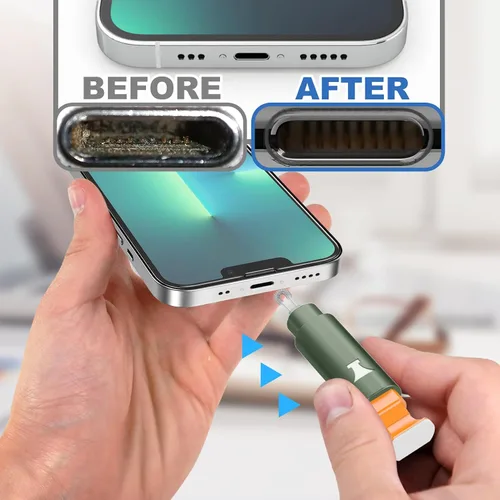Miniatura 4 de Ordilend Kit de limpieza para iPhone para limpiador de puerto de carga, multiherramienta de reparación de limpiador de iPhone, cable Lightning, kit
