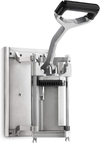 Miniatura 2 de New Star Foodservice 1028935 Cortador de papas fritas extra resistente de 1/2" con soporte de pared, montaje fijo en mostrador o pared, plateado