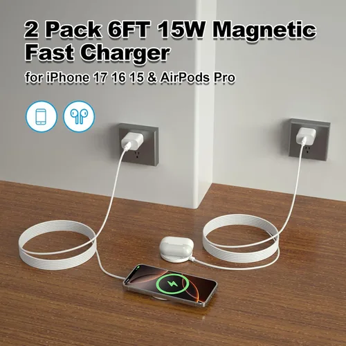 Miniatura 4 de [Apple MFi Certified] Apple MagSafe Charger 15W Magnetic Wireless Charger iPhone Wireless Charging Pad 6ft Magnetic Charger for iPhone 17 16 15 14