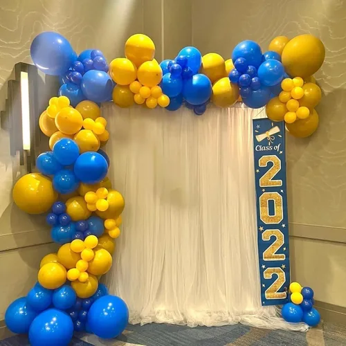 Miniatura 3 de Kit de guirnalda de globos azul rey y amarillo, kit de arco de globos azul rey y amarillo de 100 piezas con globos de diferentes tamaños de Azul