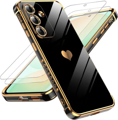 Miniatura 95 de LeYi for Moto G 5G 2025 Case: with Tempered Glass Screen Protector [2 Pcs]+ Full Camera Lens Protection,Love Heart Plating Cute Luxury Soft TPU