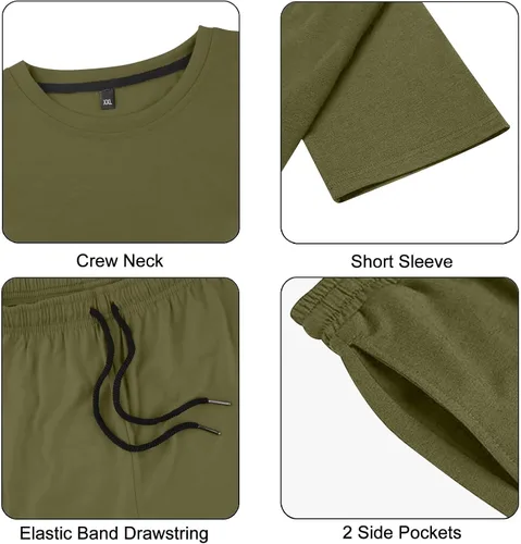 Miniatura 5 de Uni Clau Conjunto corto de 2 piezas para hombre, conjunto de camisa y pantalones cortos de verano a la moda