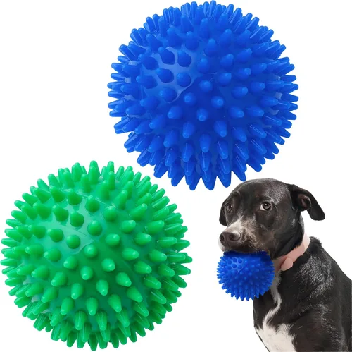 Miniatura 11 de SHARLOVY Pelota de juguetes para perros grandes de 3.5", paquete de 6 juguetes chirriantes, duraderos para masticadores agresivos, pelota con púas