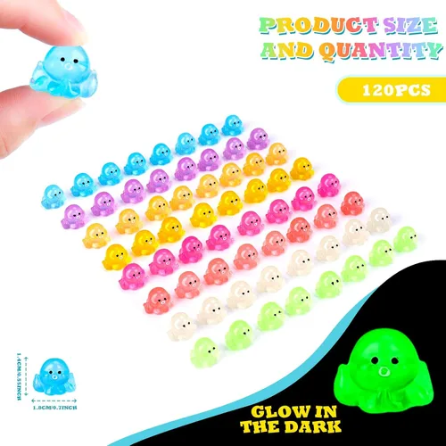 Miniatura 2 de 120 piezas de mini figuras luminosas de pulpo de resina, pulpo pequeño que brilla en la oscuridad, lindo pulpo en miniatura, adornos para acuario